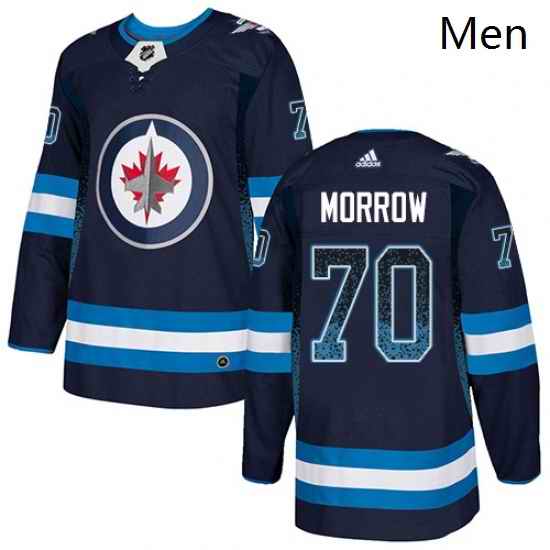 Mens Adidas Winnipeg Jets 70 Joe Morrow Authentic Navy Blue Drift Fashion NHL Jersey
